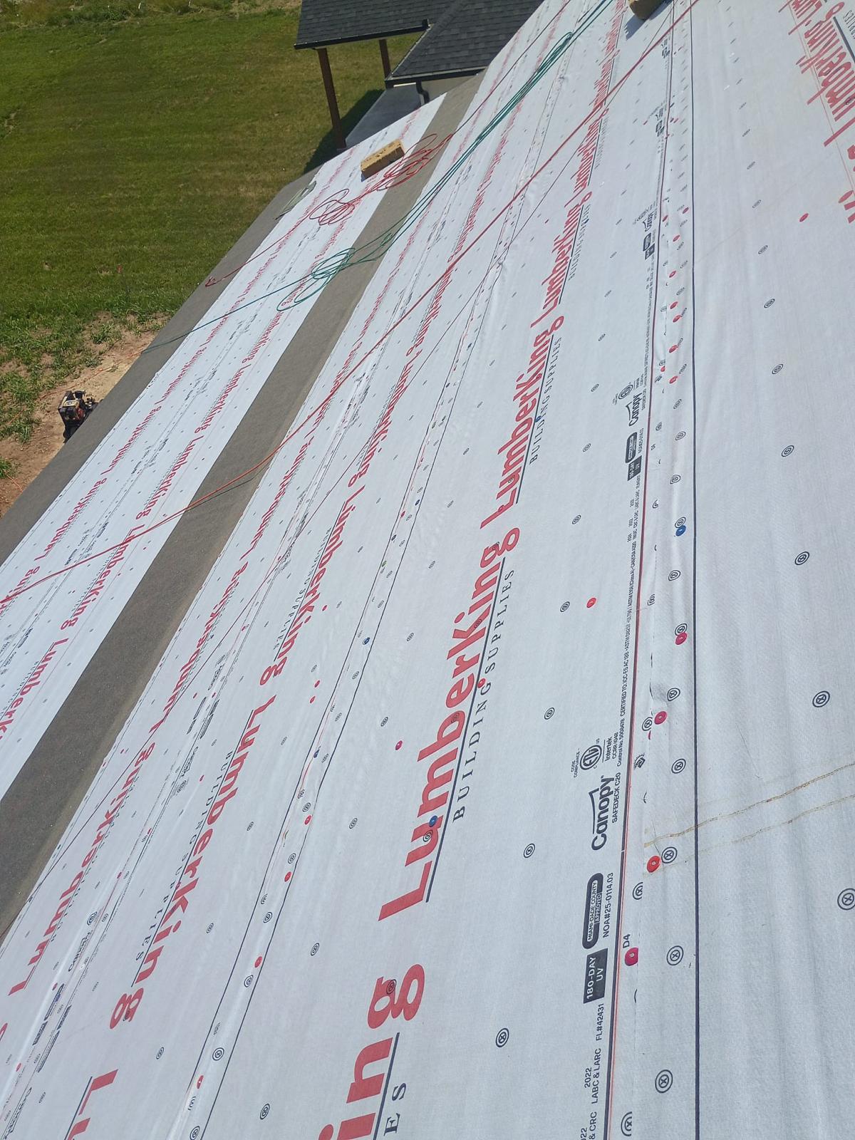Synthetic underlayment installed on a roof