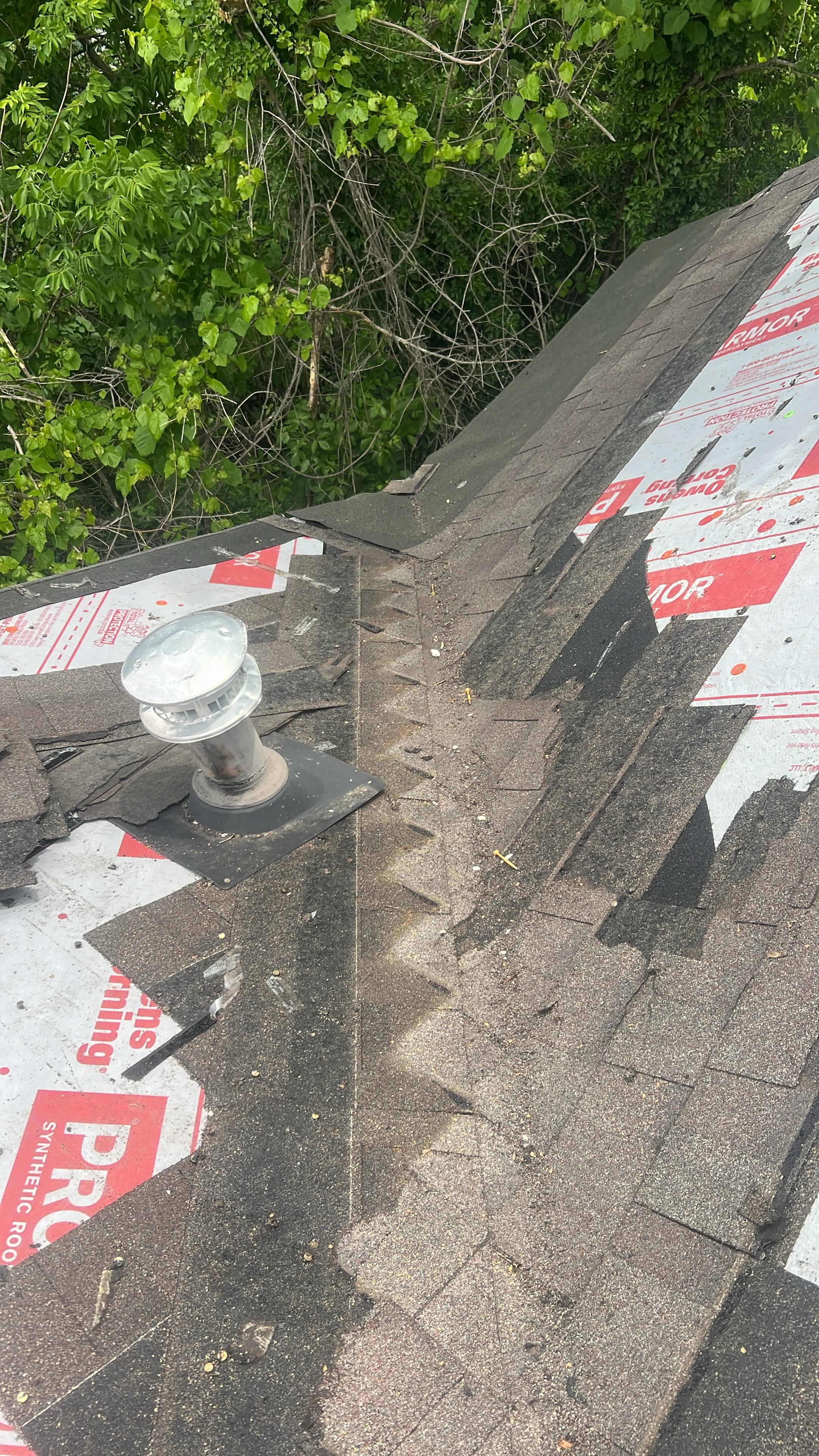 Shingle tear-off and repair around a roof vent
